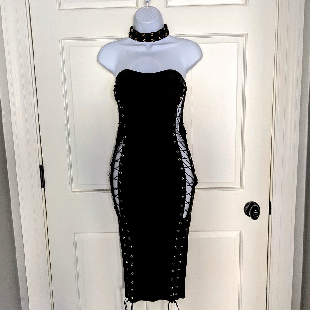Fashion Nova Sexy Stacey Lace Up Dress - Medium
